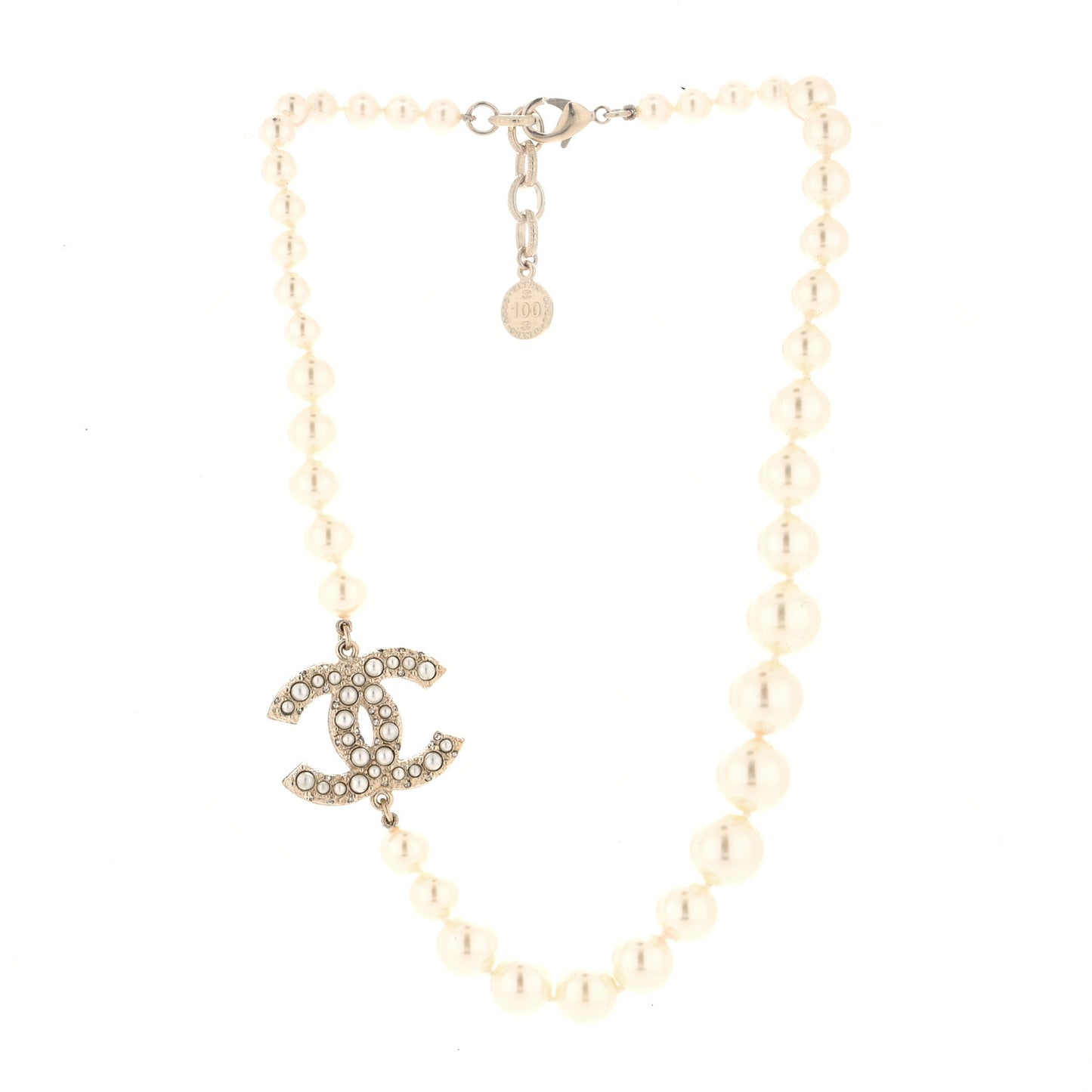 Pearl CC 100th Anniversary Necklace Light Gold