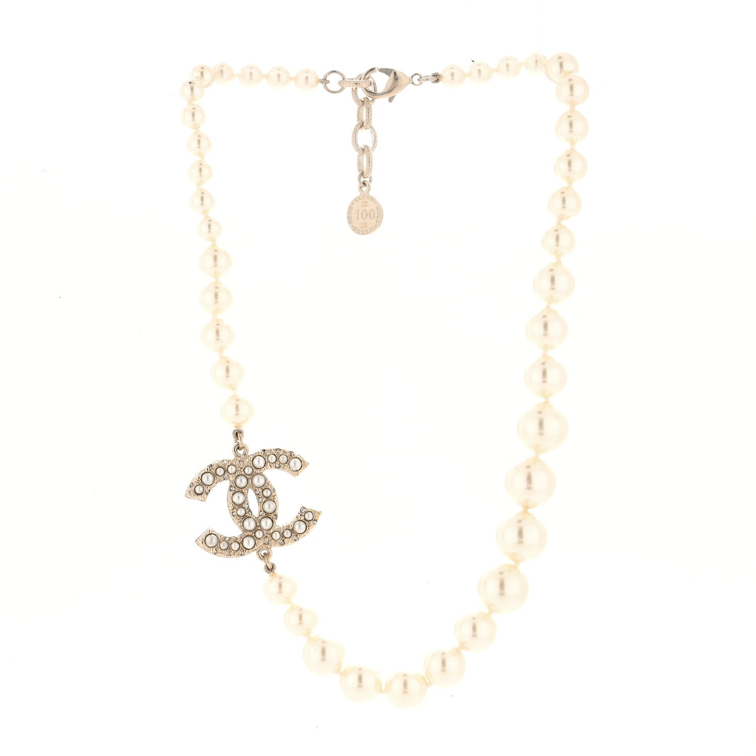 Chanel Pearl CC 100th Anniversary Necklace Light Gold 2 of 4