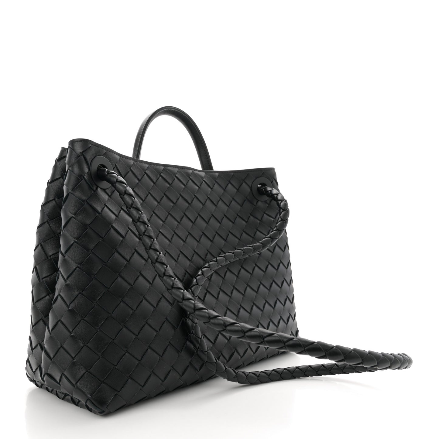 Nappa Intrecciato Medium Andiamo Shoulder Bag Black