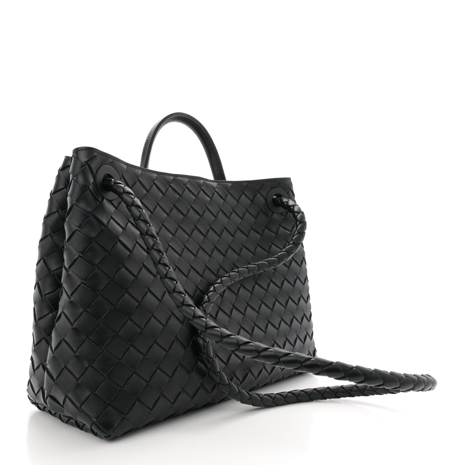Bottega Veneta Nappa Intrecciato Medium Andiamo Shoulder Bag Black 3 of 9