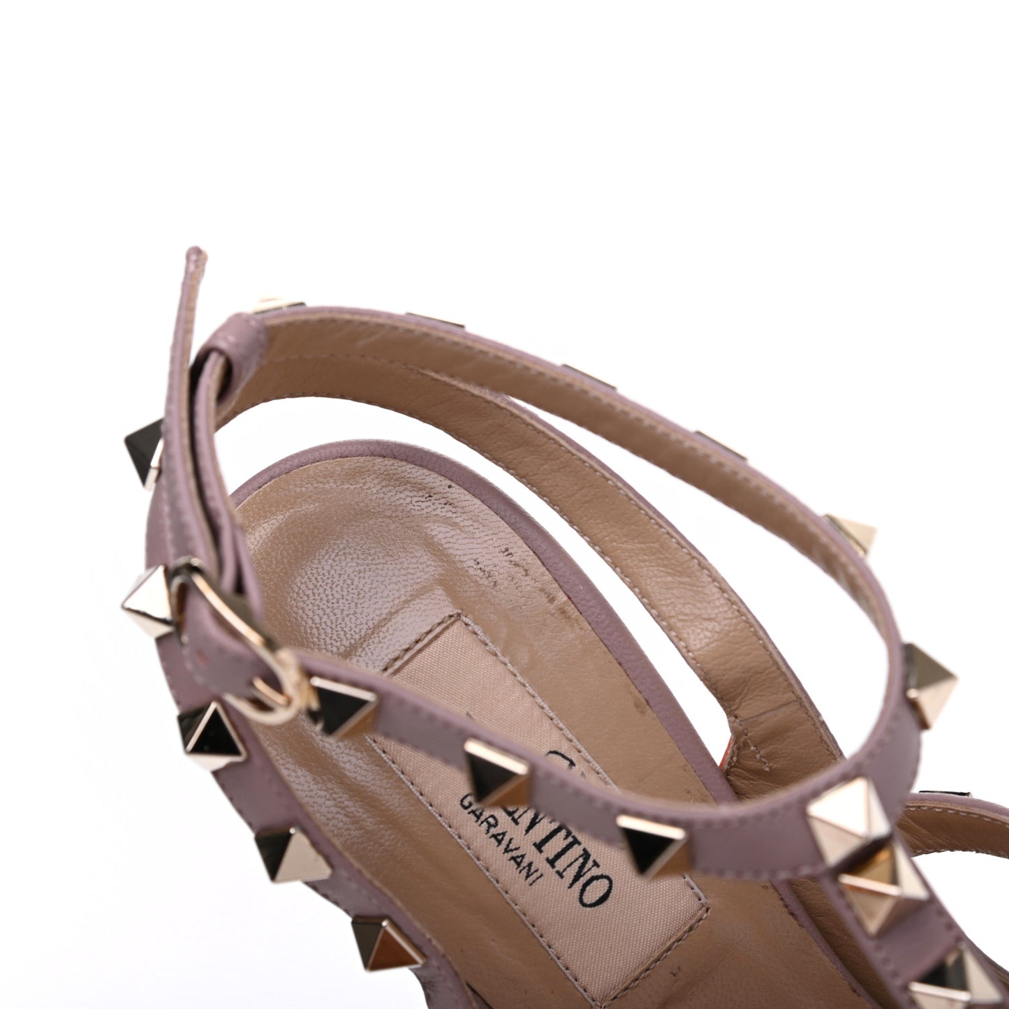 Nappa Rockstud Ankle Strap Pumps 36 Orange Poudre