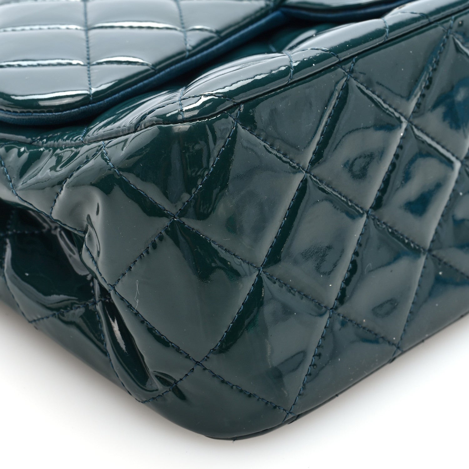 Chanel Patent Calfskin Quilted Jumbo Double Flap Turquoise 9 of 13