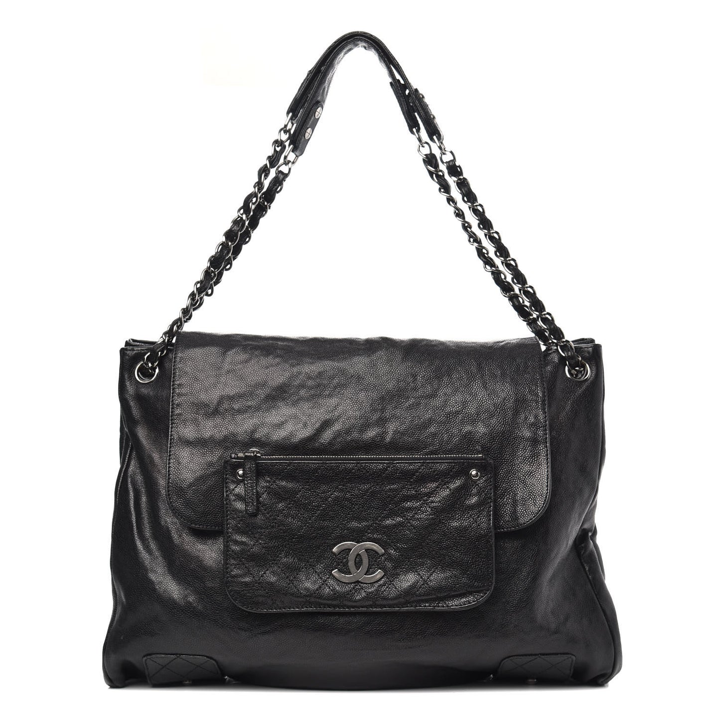 Glazed Caviar Pocket In The City Tote Black