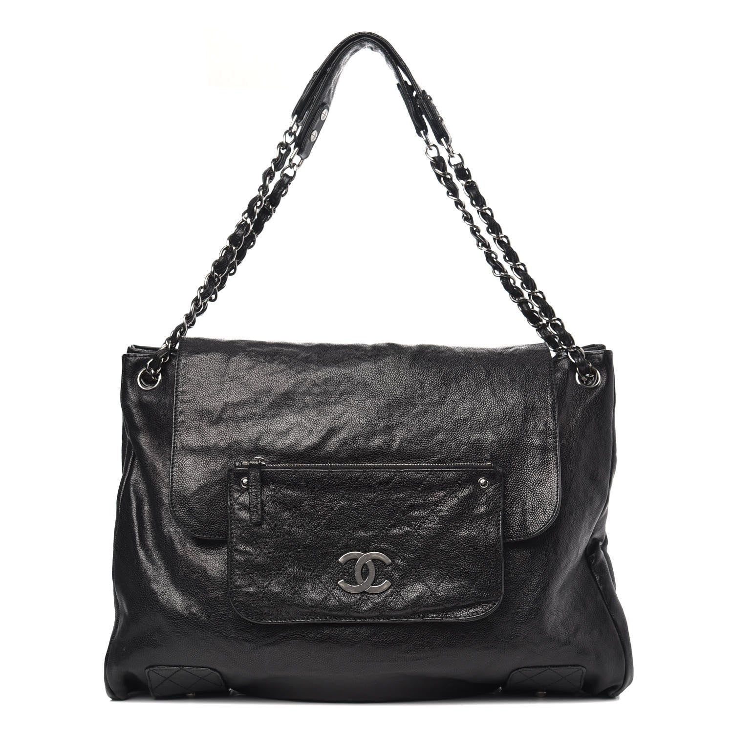 Chanel Glazed Caviar Pocket In The City Tote Black 1 of 11