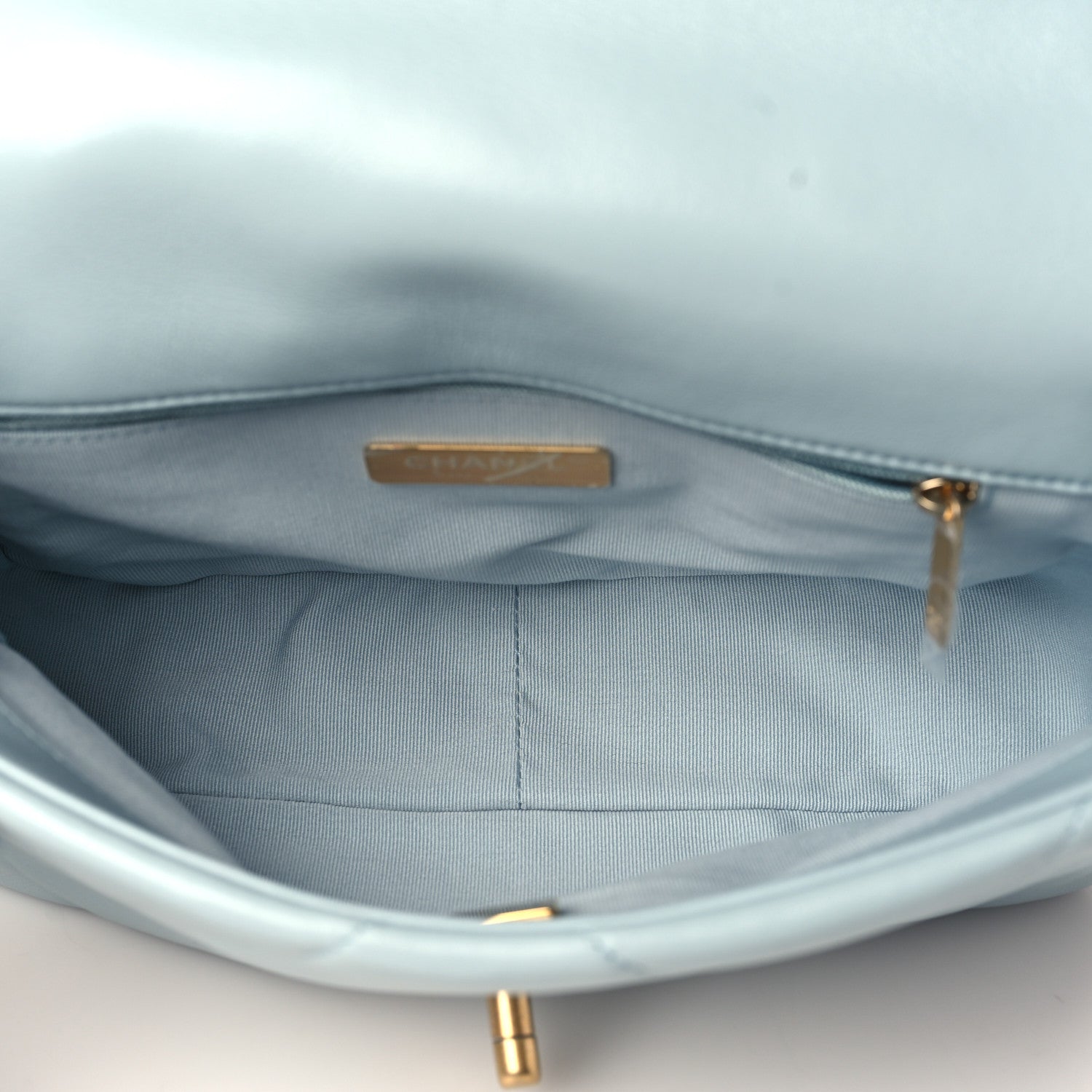 Chanel Lambskin Quilted Medium Chanel 19 Flap Light Blue 5 of 12