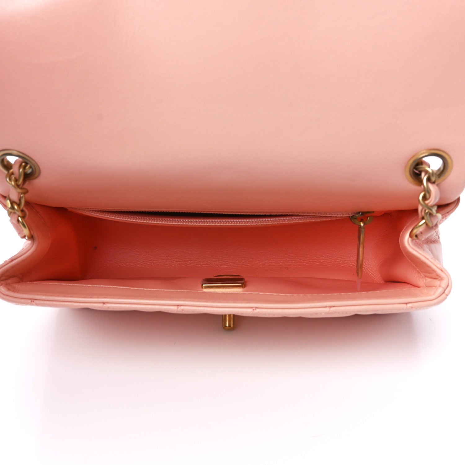 Chanel Lambskin Quilted Mini Rectangular Pearl Crush Flap Coral 5 of 11