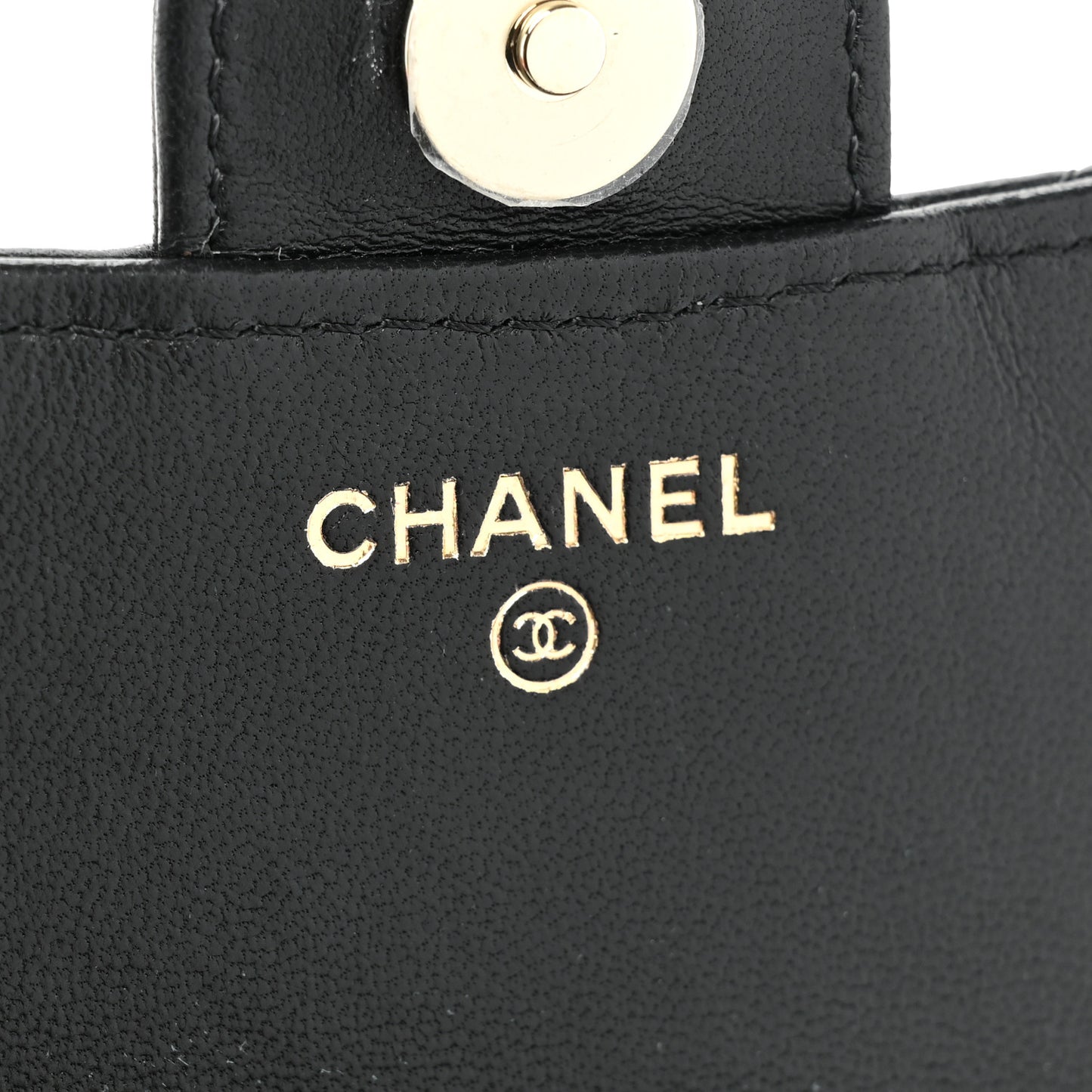 Lambskin Quilted Flap Phone Holder With Chain Black
