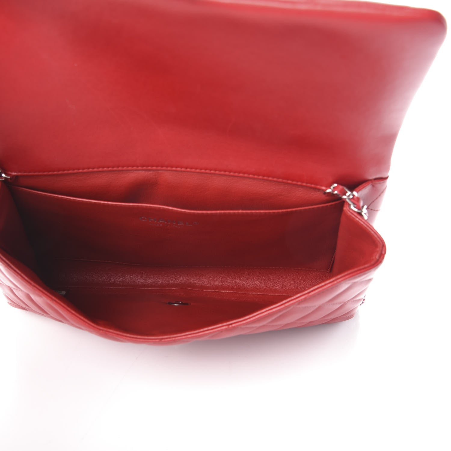 Chanel Lambskin Quilted Clutch With Chain Flap Red 5 of 10