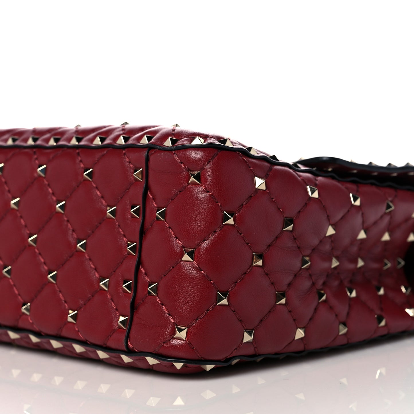 Nappa Large Rockstud Spike Shoulder Bag Rubino