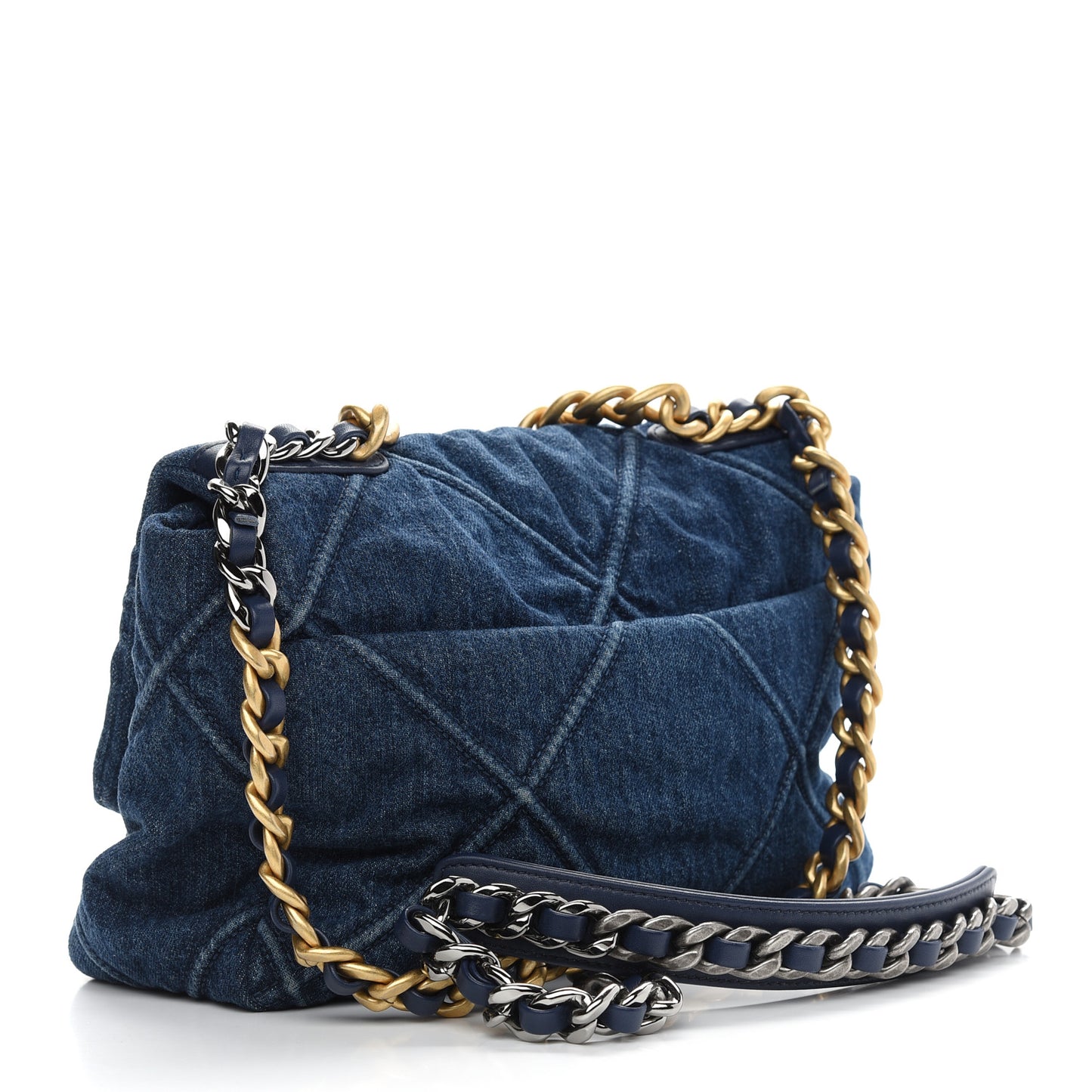 Denim Quilted Medium Chanel 19 Flap Blue