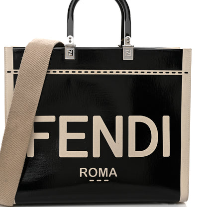 Fendi Patent Plexiglass Medium Fendi Sunshine Shopper Tote Black Ice White 7 of 9