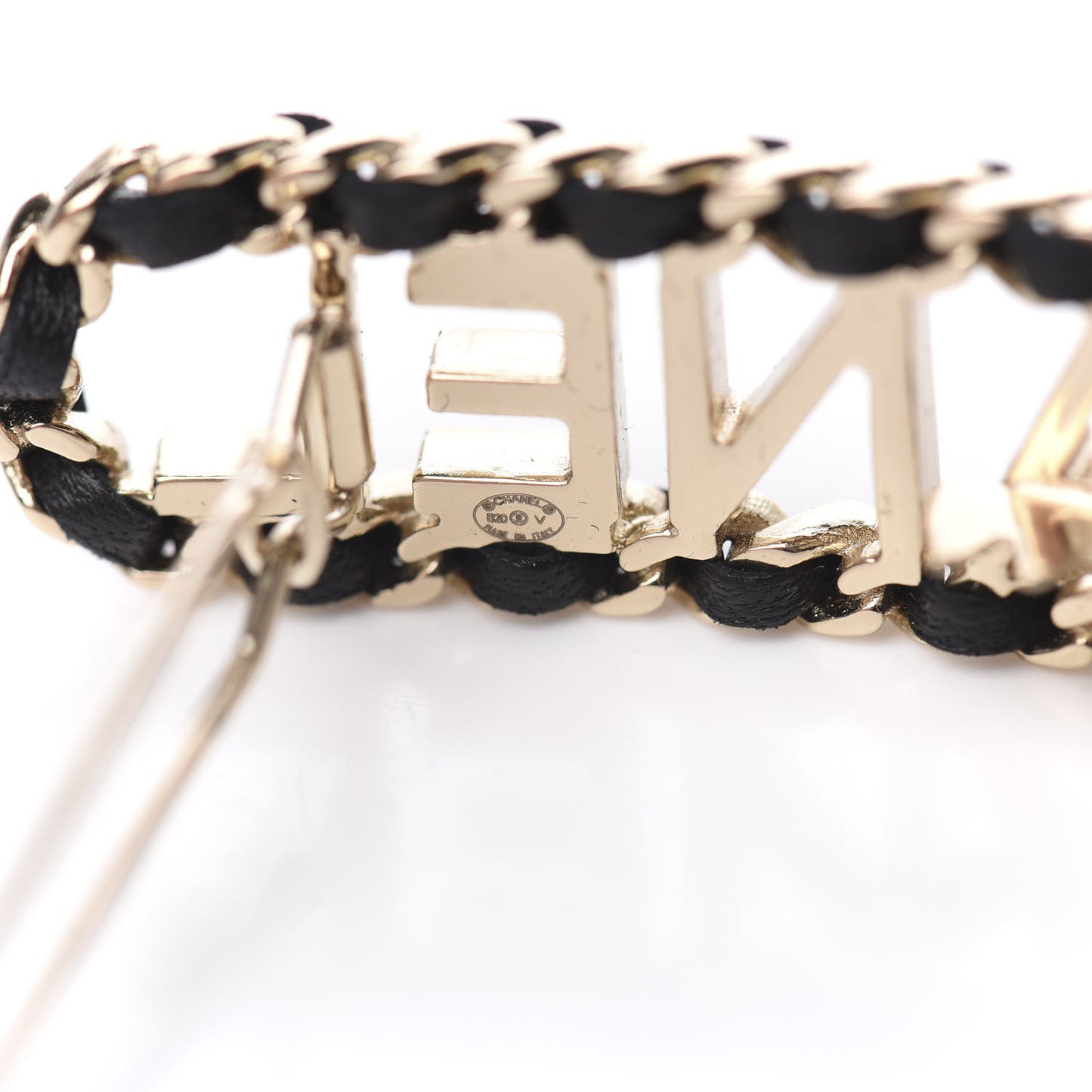 Metal Lambskin Vintage Allure Logo Hair Clip Black Gold
