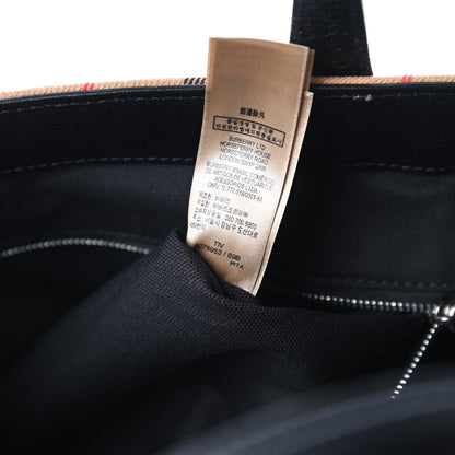 Burberry Goatskin Vintage Check Medium Banner Tote Black 9 of 10