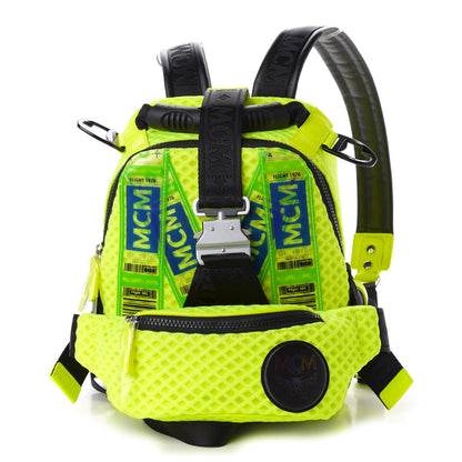 MCM Nylon Mesh Jemison 2-1 Backpack Neon Yellow 1 of 9