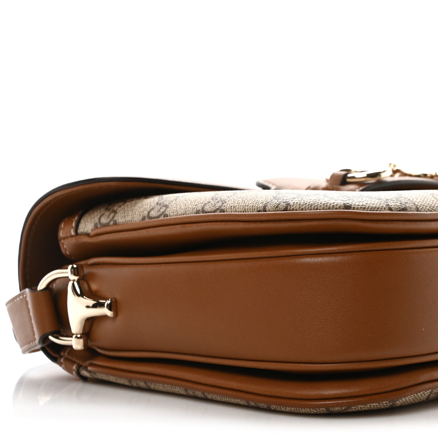 GG Supreme Monogram Horsebit 1955 Soft Small Shoulder Bag Beige Brown Sugar