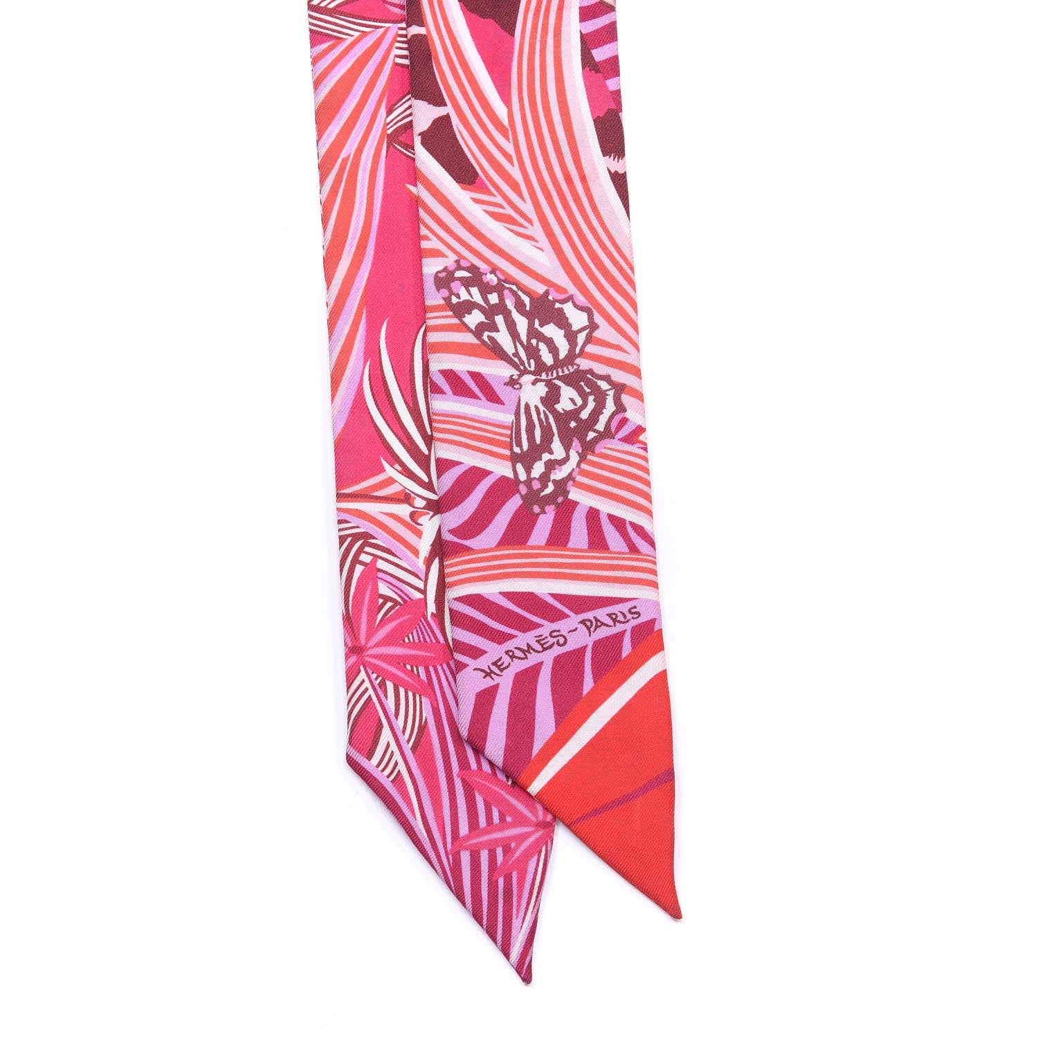 Hermes Silk Jaguar Quetzal Twilly Fuchsia Rose Bordeaux 2 of 3