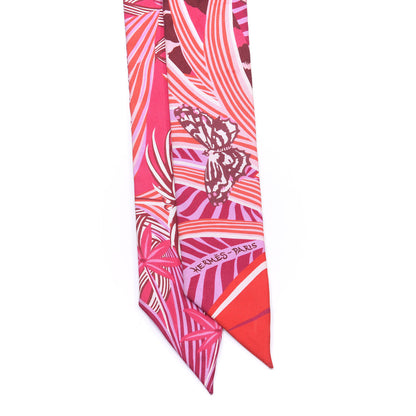 Hermes Silk Jaguar Quetzal Twilly Fuchsia Rose Bordeaux 2 of 3