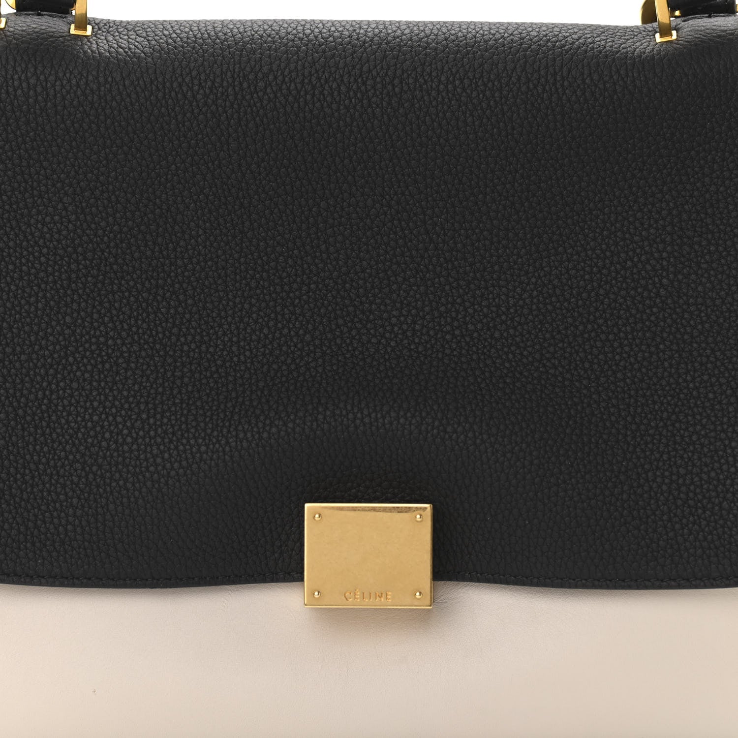 Celine Textured Calfskin Suede Small Tri-Color Trapeze Black 7 of 13