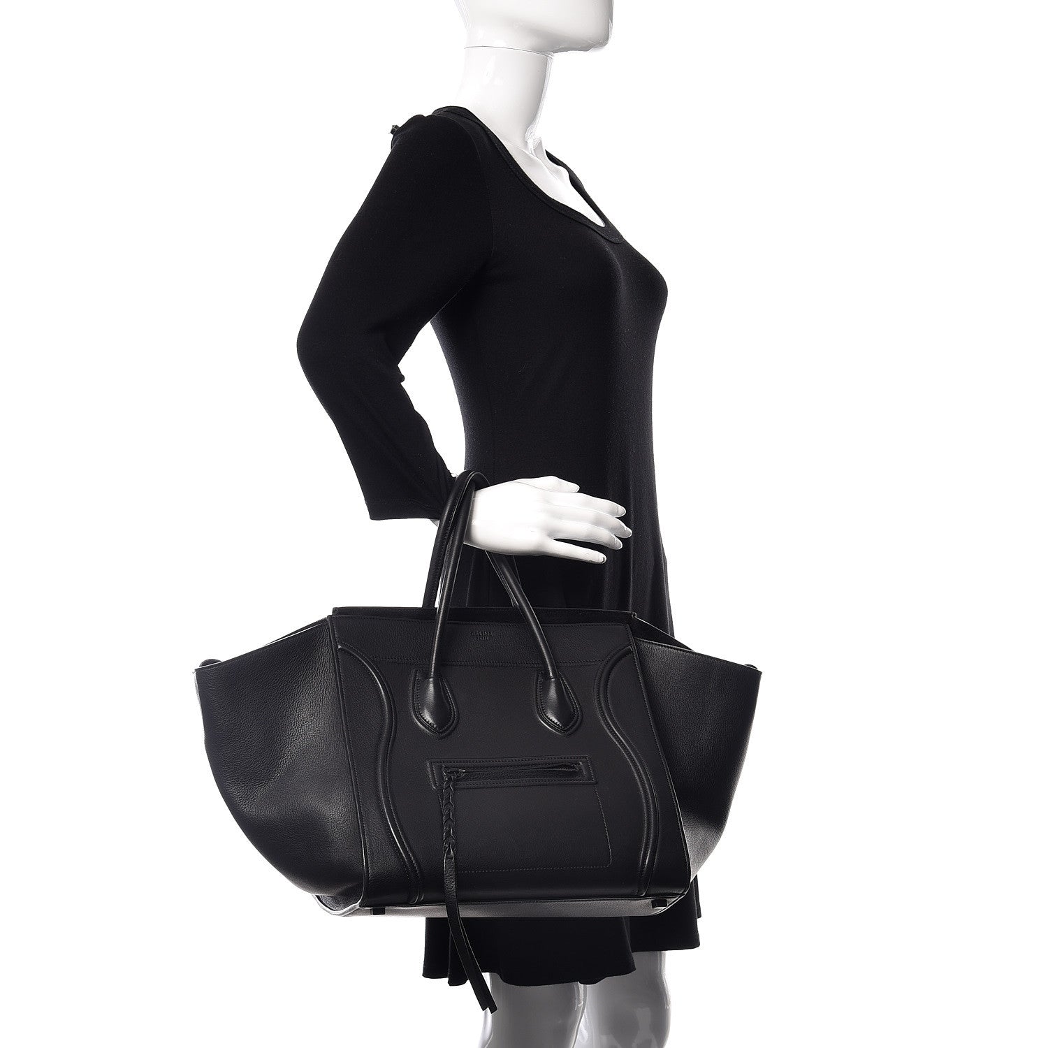 Celine Grained Calfskin Medium Phantom Luggage Black 2 of 11