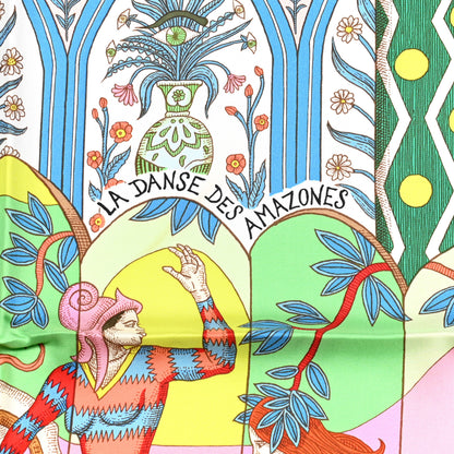 Hermes Silk La Danse Des Amazones Scarf 90 Vert d'eau Rose 2 of 6