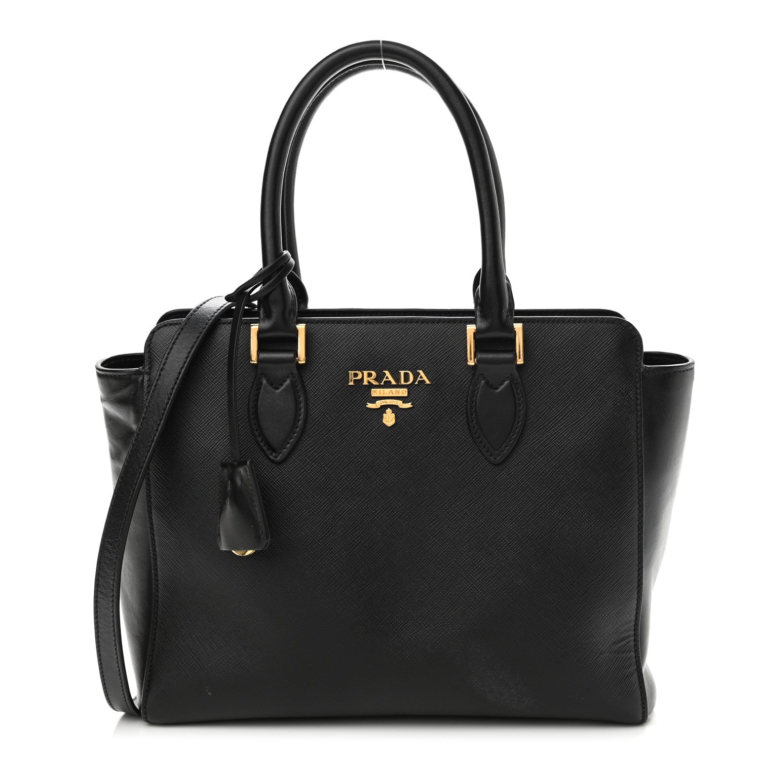 Prada Saffiano Soft Calfskin Small Zippered Tote Black 1 of 8