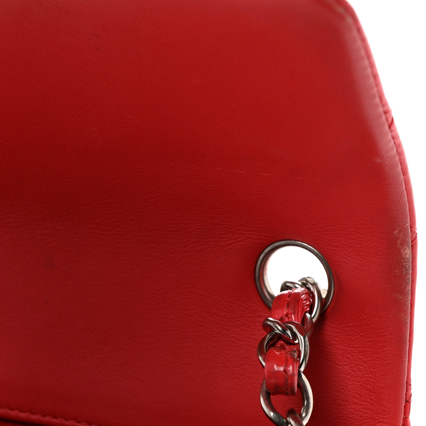 Patent Calfskin Quilted Mini Rectangular Flap Coral