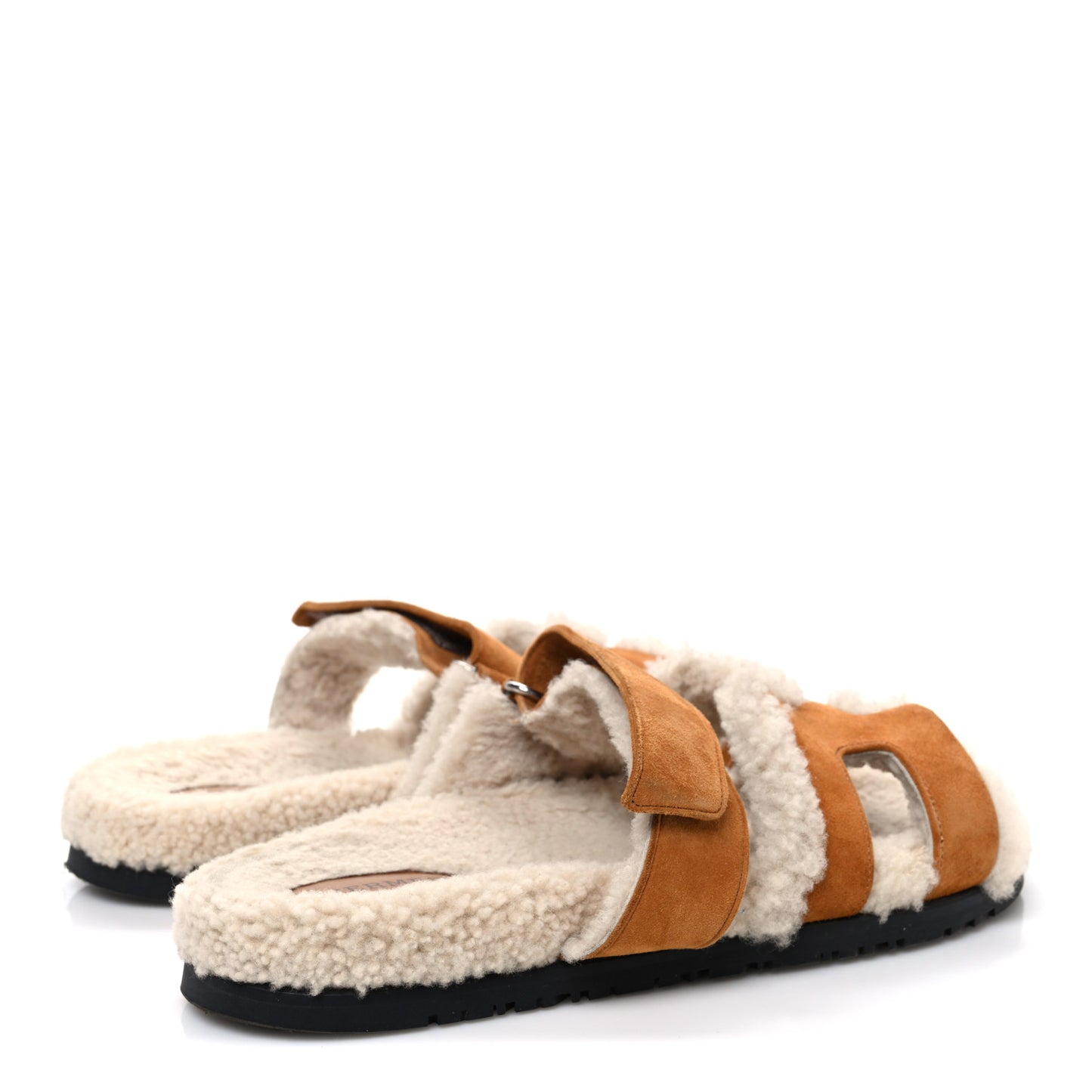 Suede Goatskin Woolskin Womens Chypre Sandals 39.5 Brun Fume Ecru