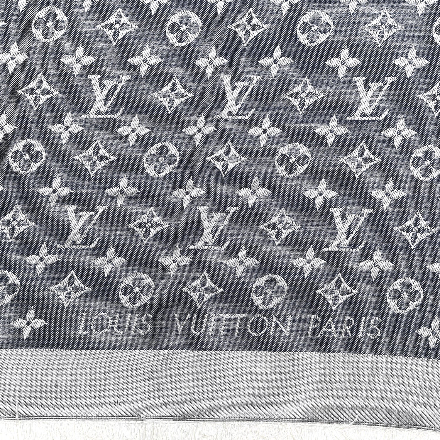 Louis Vuitton Silk Wool Monogram Denim Shawl Blue 2 of 4