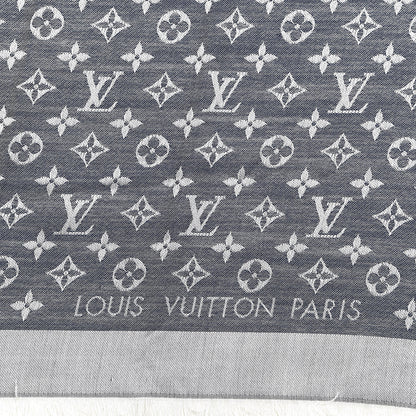 Louis Vuitton Silk Wool Monogram Denim Shawl Blue 2 of 4