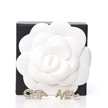 Chanel Crystal Pearl Signature Stud Earrings Gold 4 of 4