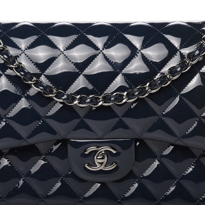Chanel Patent Quilted Jumbo Double Flap Navy 10 of 10
