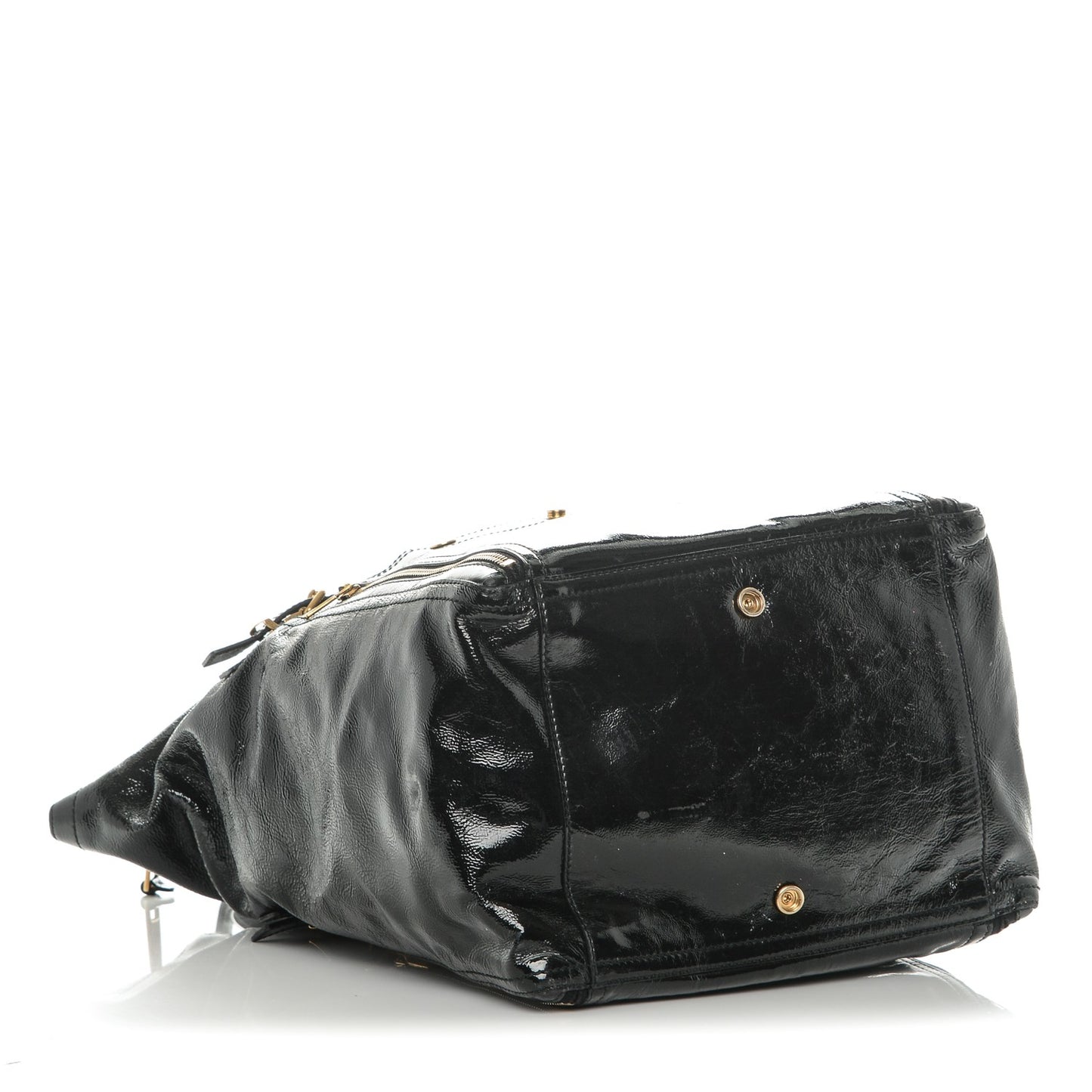 Textured Patent Large Downtown Tote Black