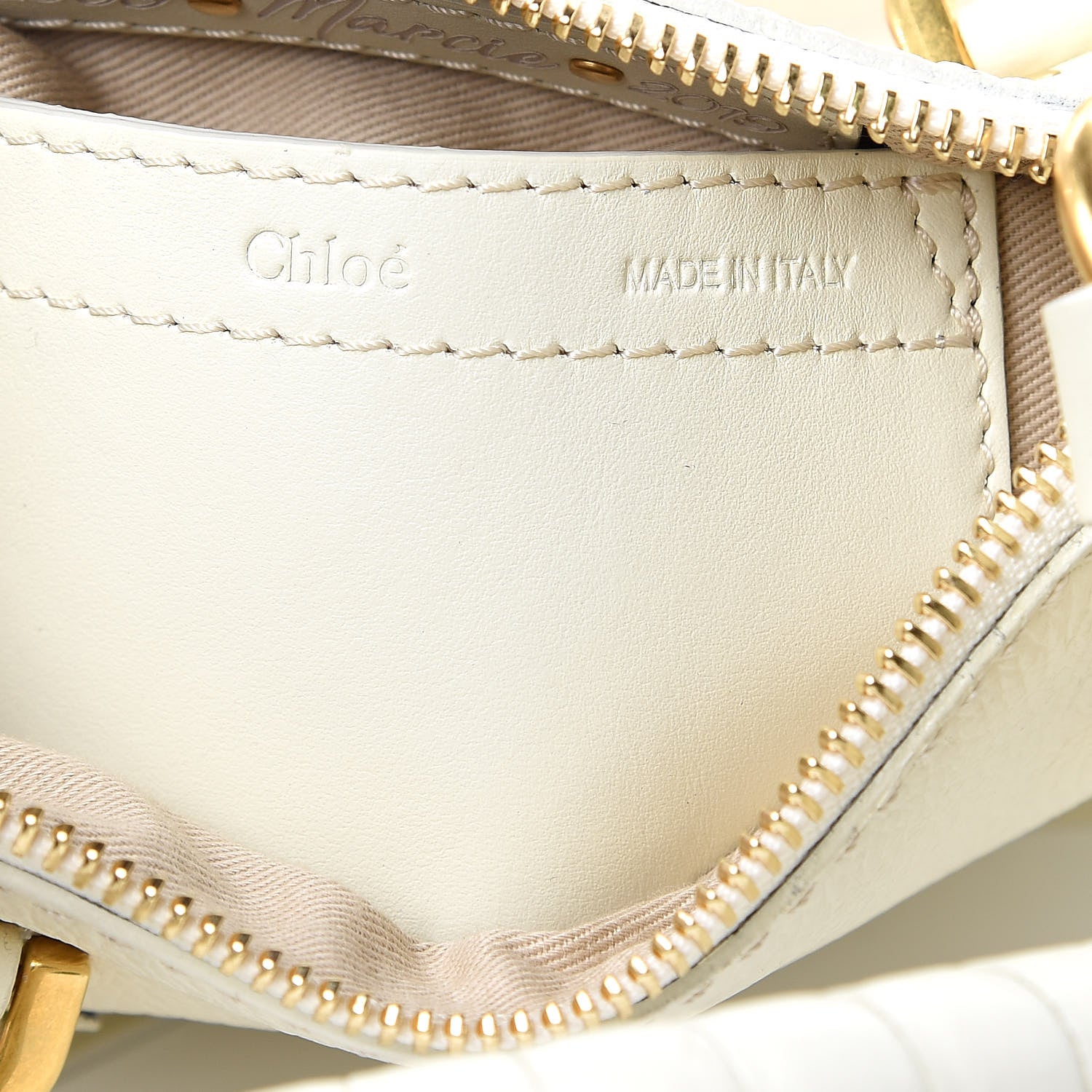 Chloe Shiny Small Grain Calfskin Mini Marcie Multi Fringe Satchel Natural White 8 of 13