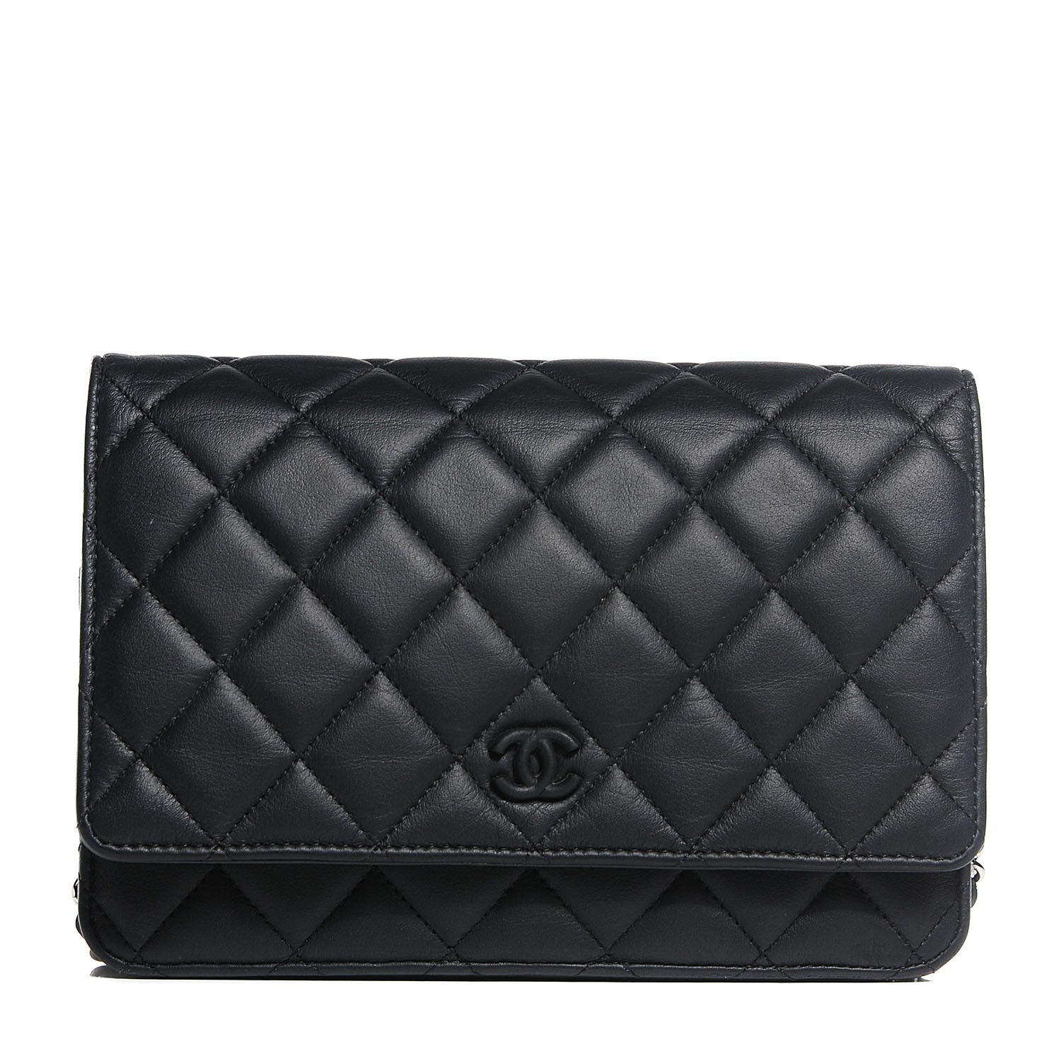 Chanel Calfskin Quilted Wallet On Chain WOC So Black 1 of 7
