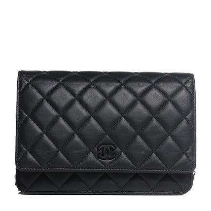 Chanel Calfskin Quilted Wallet On Chain WOC So Black 1 of 7