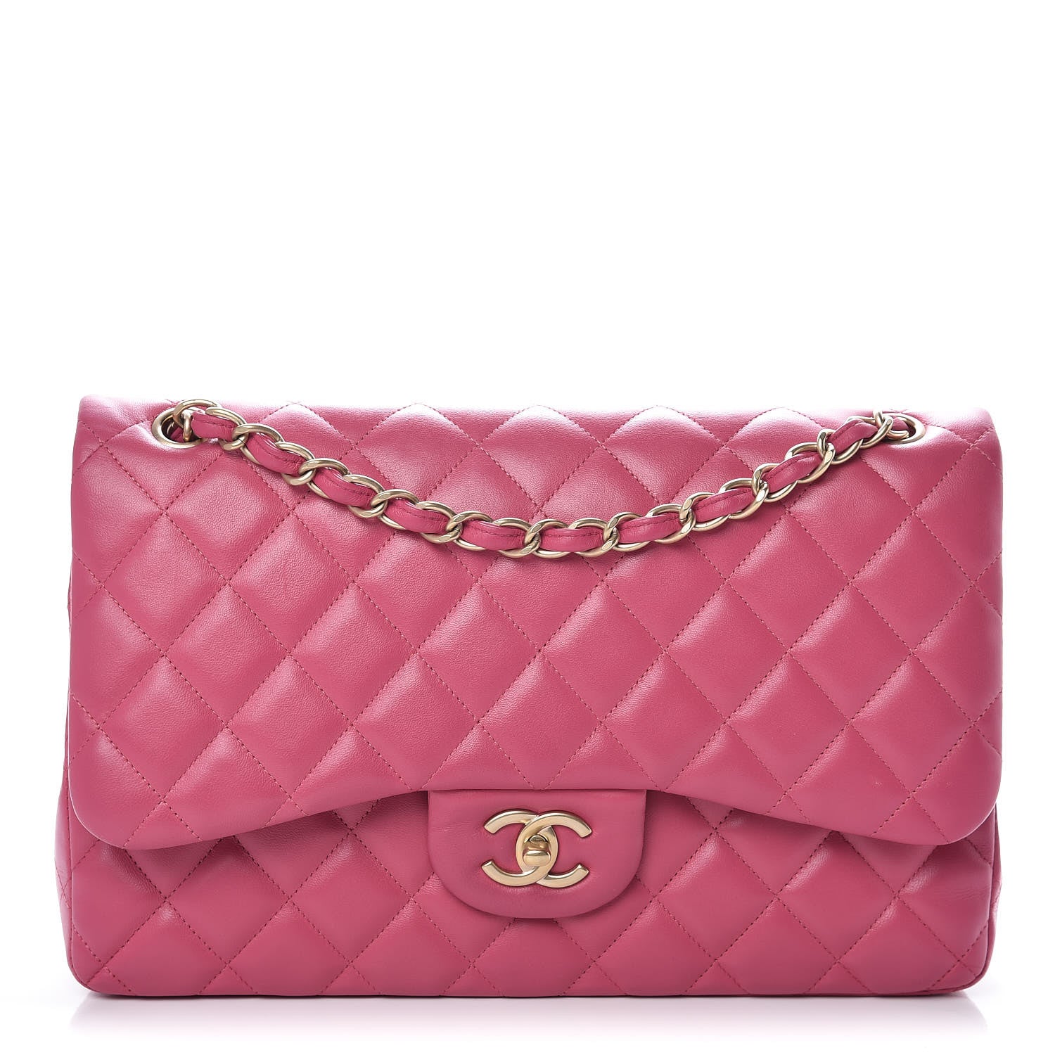 Chanel Lambskin Quilted Jumbo Double Flap Dark Pink 1 of 19