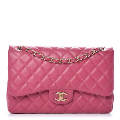 Chanel Lambskin Quilted Jumbo Double Flap Dark Pink 1 of 19