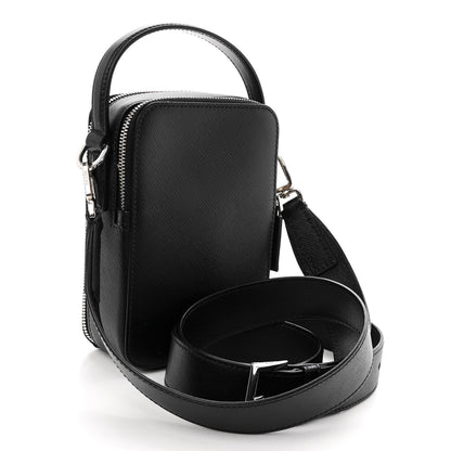 Prada Saffiano Travel Brique Crossbody Messenger Bag Black 2 of 9