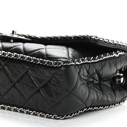Chanel Crumpled Calfskin Quilted Large Chain All Over Flap Bag Black 9 of 9