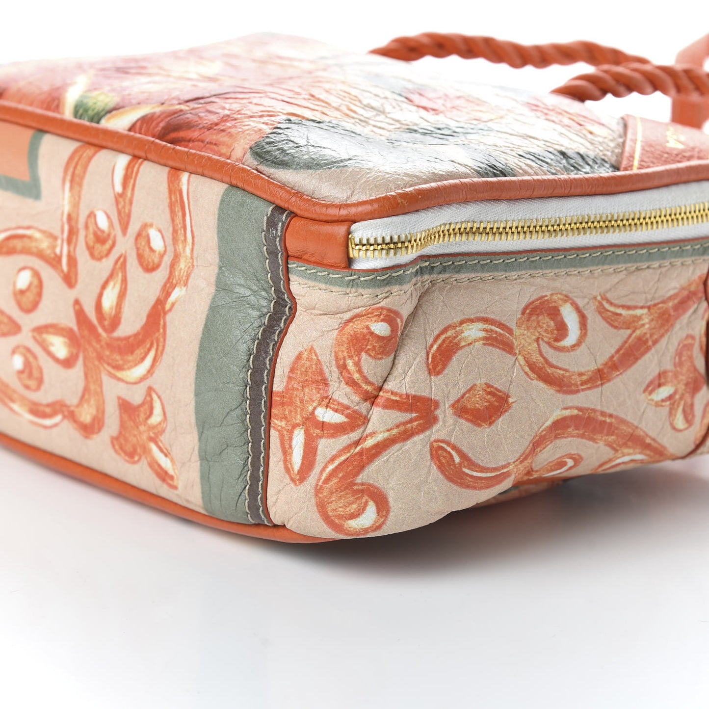 Agneau Floral Print Small Blanket Square Tote Orange