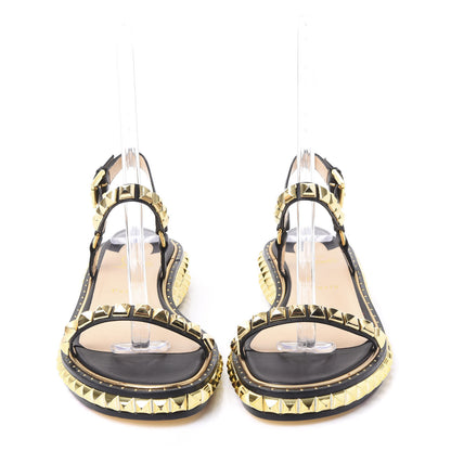 Christian Louboutin Calfskin Athossita Flat Sandals 40 Black Gold 2 of 8