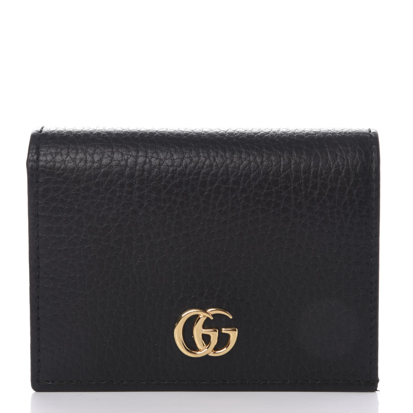 Pebbled Calfskin GG Marmont Card Case Black