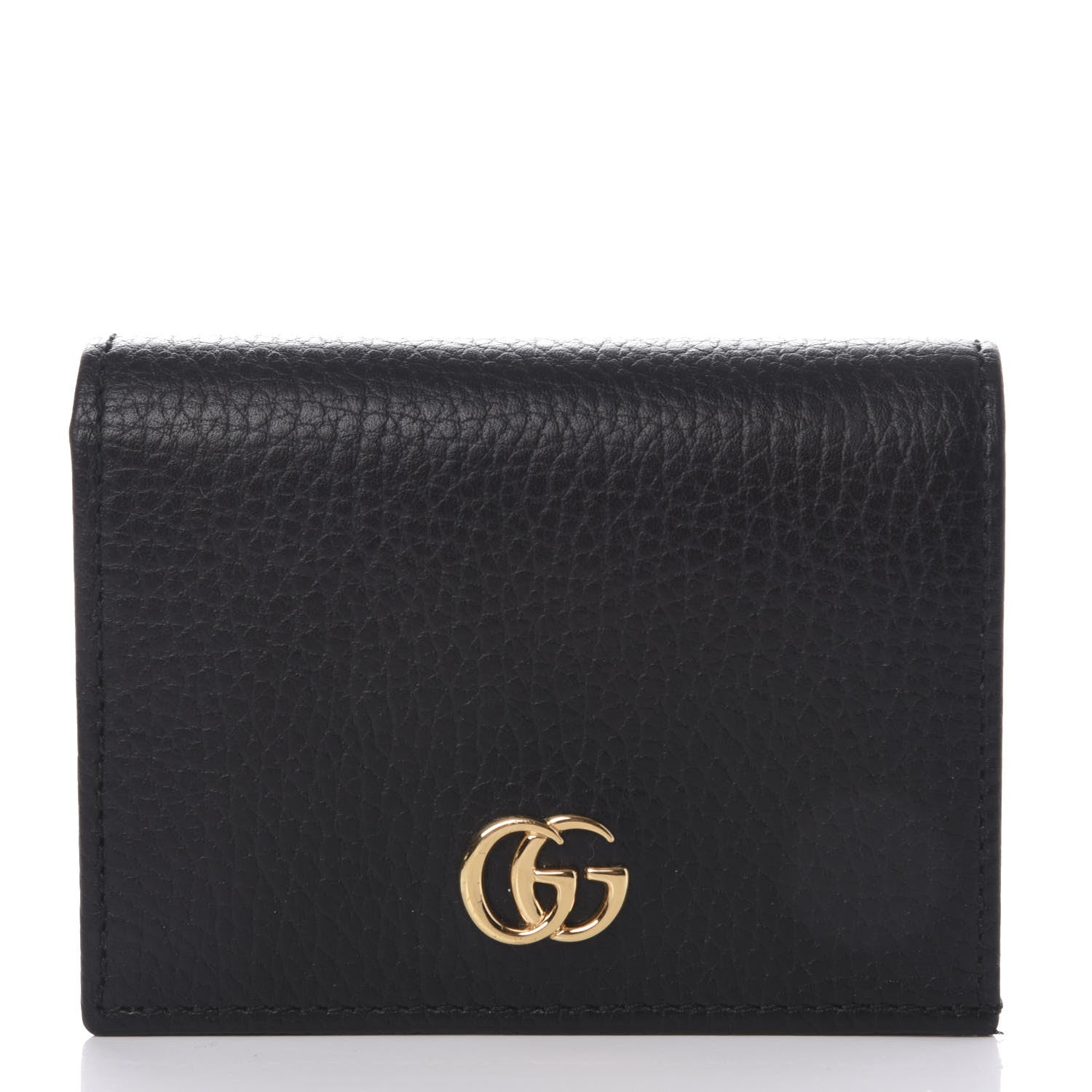 Gucci Pebbled Calfskin GG Marmont Card Case Black 1 of 8