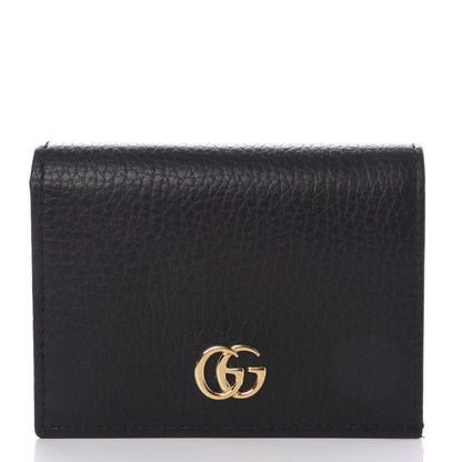 Gucci Pebbled Calfskin GG Marmont Card Case Black 1 of 8