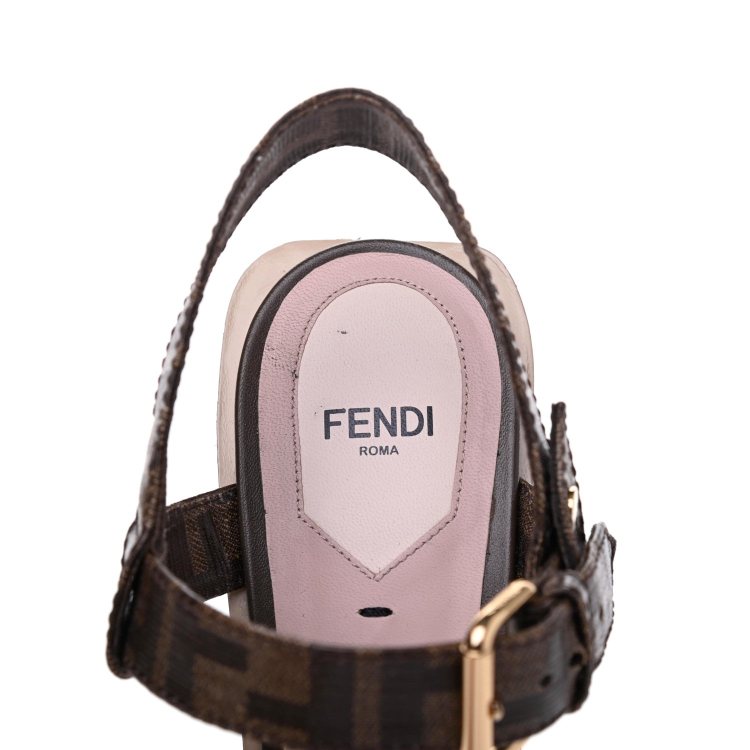 Fendi Glazed Fabric FF Wedge Sandals 40 Tobacco Moro 7 of 19
