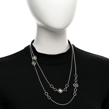 David Yurman Sterling Silver Prasiolite Citrine Infinity Station Necklace 2 of 4