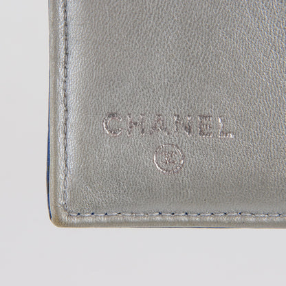 Chanel Lambskin Camellia Embossed French Wallet Blue 5 of 9