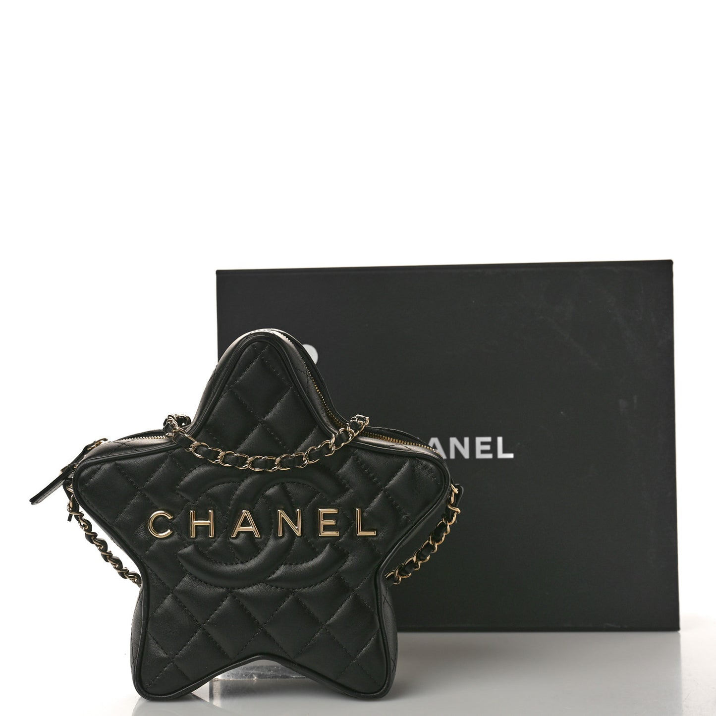 Lambskin Quilted Walk of Fame Star Bag Black