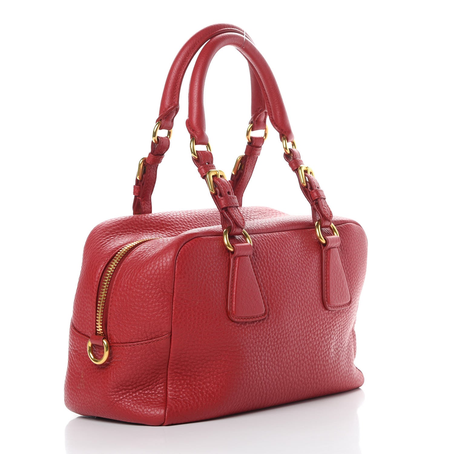 Prada Vitello Daino Bowler Scarlatto 3 of 12