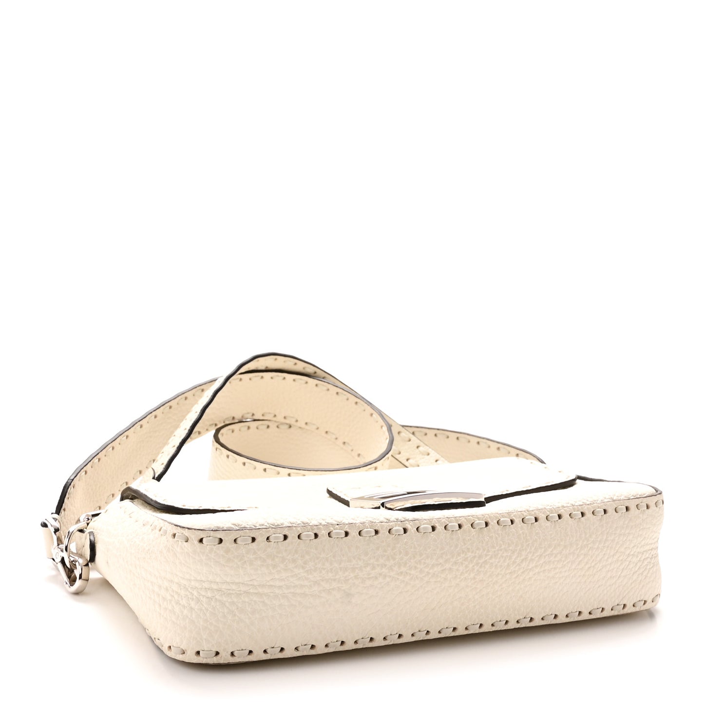 Cuoio Roma Sellerissima Nappa Sintetica Tape Stitch Baguette Bianco Ice